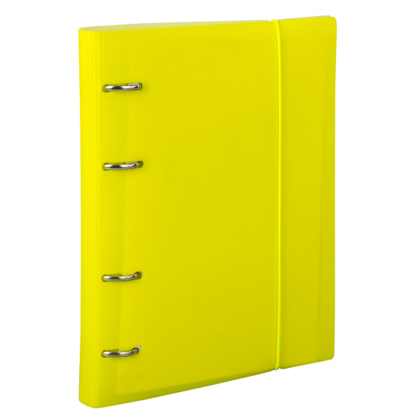 Тетрадь на кольцах А5 (175х220мм), 120л. BRAUBERG "Желтый", пластик, клетка, с резинкой