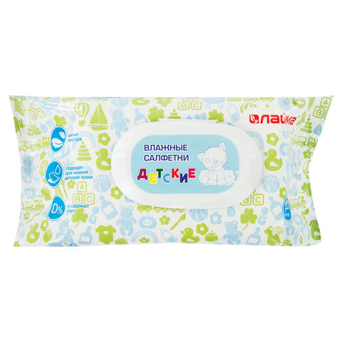 Салфетки влажные 120 шт., для детей ЛАЙМА, универсальные, очищающие, крышка-клапан, 128079