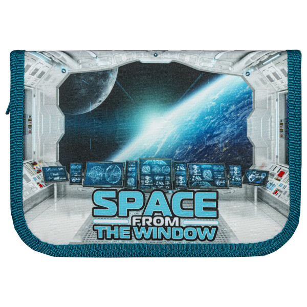 Пенал ПИФАГОР, 1 отделение 1 откидная планка, полиэстер, 19х13 см, Space, 271017