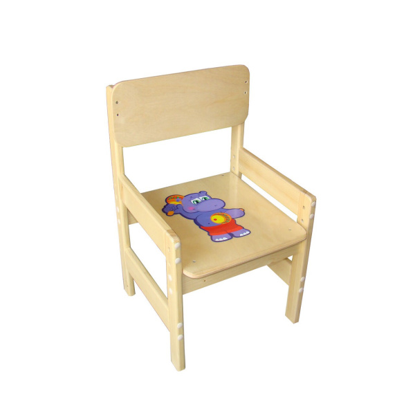 Стул детский регулируемый из массива с рисунком "Дошколенок", 1-3 гр.р.
