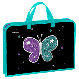 Папка с ручками 1 отделение, А4 Berlingo "Shining butterfly", 340*245*40мм, пластик, на молнии Папка с ручками 1 отделение, А4 Berlingo "Shining butterfly", 340*245*40мм, пластик, на молнии