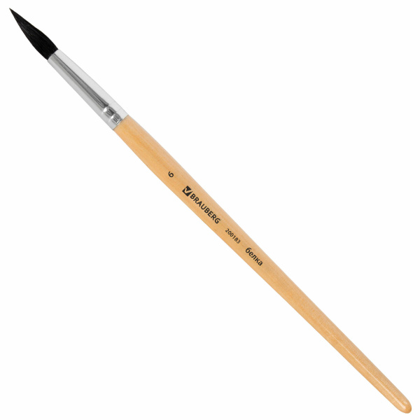 Кисть BRAUBERG белка, круглая, №6, 200183 Кисть BRAUBERG белка, круглая, №6, 200183