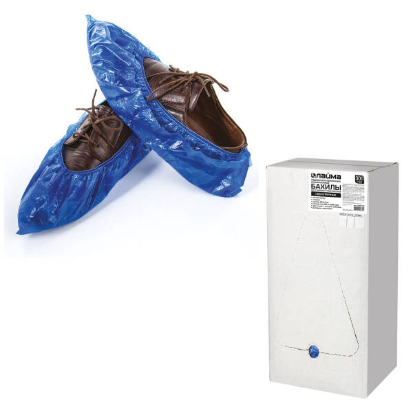 Бахилы КОМПЛЕКТ 600 шт. (300 пар), СВЕРХПРОЧНЫЕ, двойная резинка, 40х14 см, 100 мкм, 10 г, LAIMA