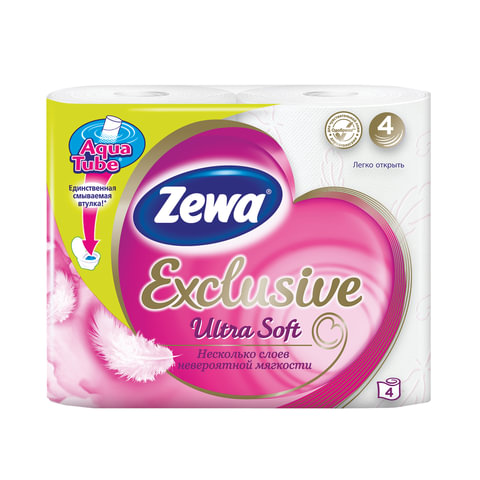 Бумага туалетная Zewa Exclusive Ultra Soft, 4-х слойная, 4шт. х17,4м