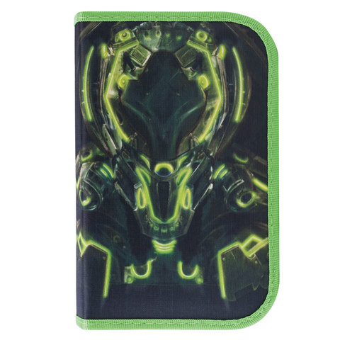 Пенал 1 отделение BRAUBERG, откидная планка, для нач. школы, ткань, мальчик, Шлем, 20*13 см, 104369