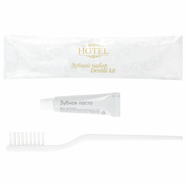 Зубной набор КОМПЛЕКТ 300 шт., HOTEL, (зубная щётка + зубная паста 4 г) саше, флоупак