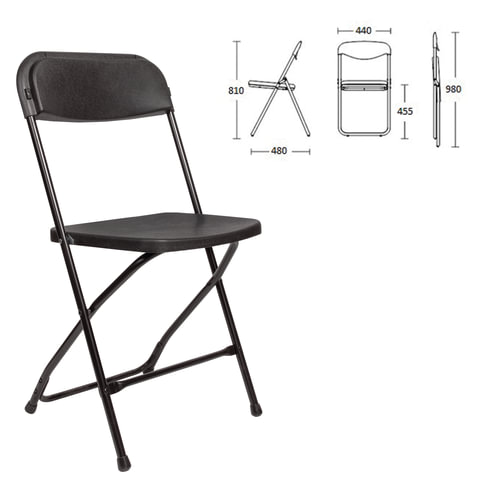 Стул складной для дома и офиса BRABIX "Golf CF-002", черный каркас, пластик черный