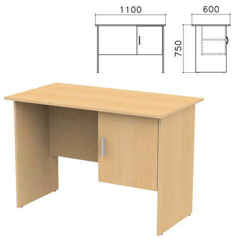 Стол письменный "Канц", 1200х600х750 мм, тумба с дверью, цвет бук невский, СК26.10