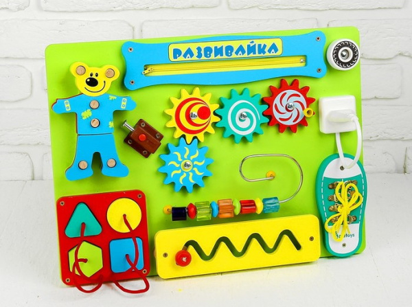 Бизиборд "Развивайка", с медведем, 43 см × 31 см × 6 см