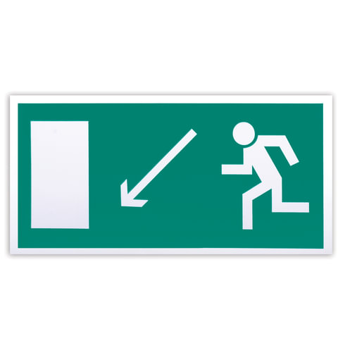 Знак эвакуационный "Направл. к эвакуац.выходу налево вниз",300*150мм, самокл,фотолюминесцентный,Е 08