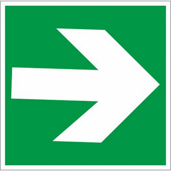 Знак безопасности E02-01 Направл.стрелка (плёнка,ф/л,200х200) 