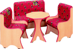 Уголок отдыха "Ягодка" красный (столик, два кресла, диванчик)