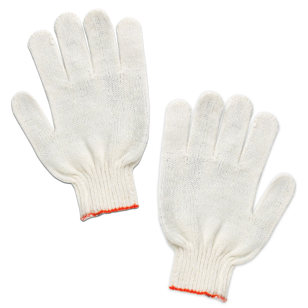 Перчатки хлопчатобумажные ЛАЙМА СТАНДАРТ,без ПВХ, 7,5 класс, 36-38 г, 166 текс, бел