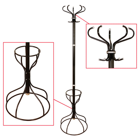Вешалка-стойка "Ажур-3Ф", 1,8 м, основание диаметром 42 см, 5 крючков + место для зонтов, металл, че