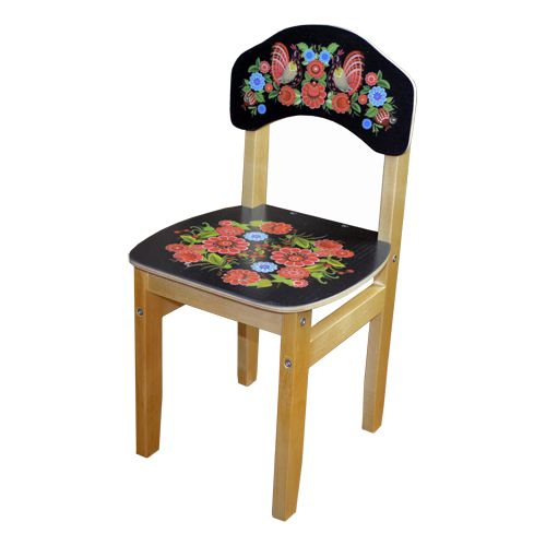 Стул детский "Миф" с росписью хохлома, на черном фоне 2 группа, 30 см