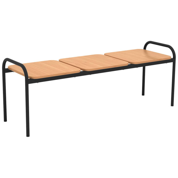 Банкетка жесткая 1300*400*400мм, м/к черный, ЛДСП клен, М763