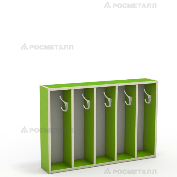 Вешалка для полотенец настенная, 5 секций (816х150х550мм) зеленый