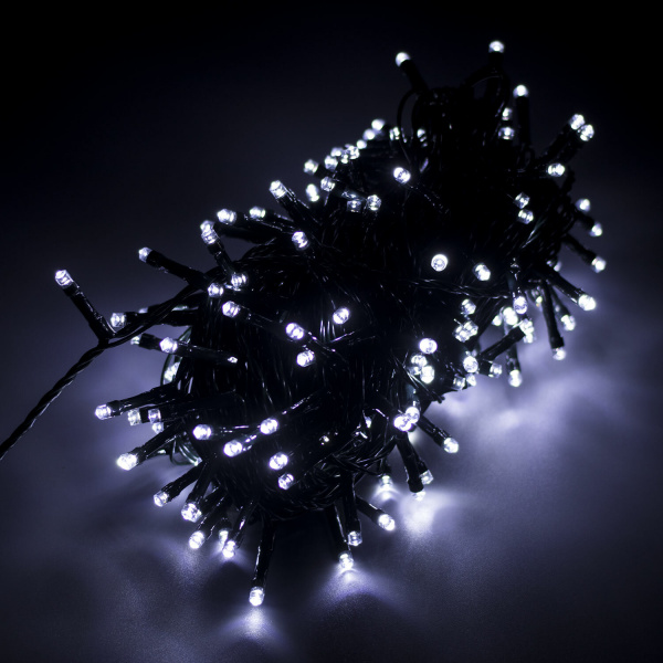 Электрогирлянда уличная ЗОЛОТАЯ СКАЗКА "Нить", 200LED, 20м, холодный белый, контроллер, 591293