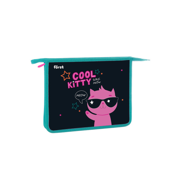 Папка для тетрадей 1 отделение, А5, Först "Cool kitty", 240*205*40мм, пластик на молнии FT-PP-A50302