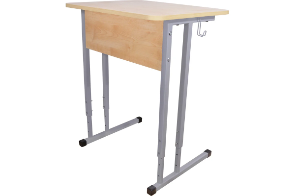 Стол ученич.1-местн.,регул. 4-6 гр. с закруг.углами, клен, м/к серый