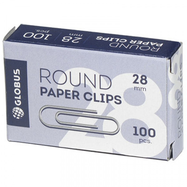 Скрепки 28мм, Globus, 100шт., карт. упак.